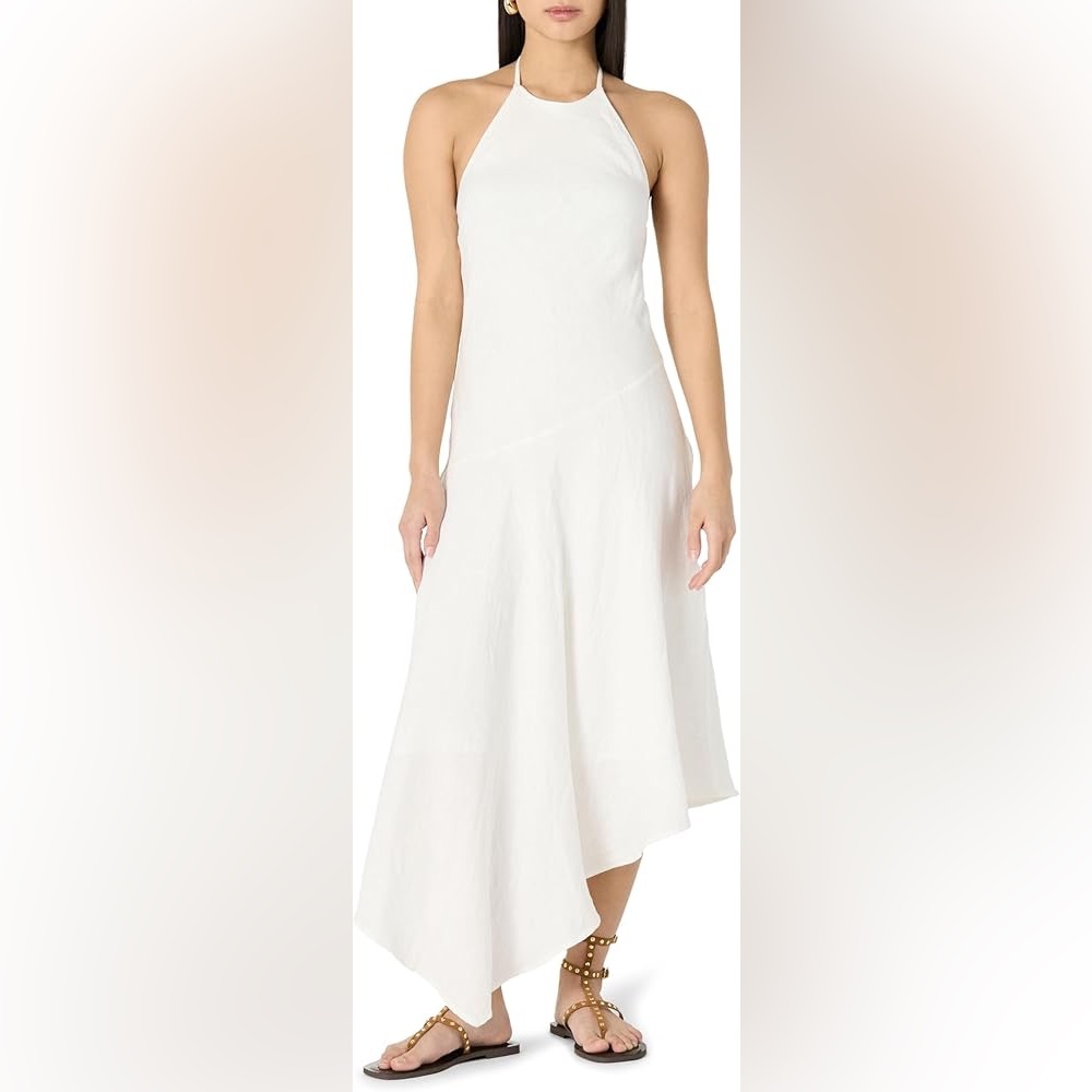 The Drop NWT Ciga Halter white Maxi Linen Dress size medium resort bridal NWNT